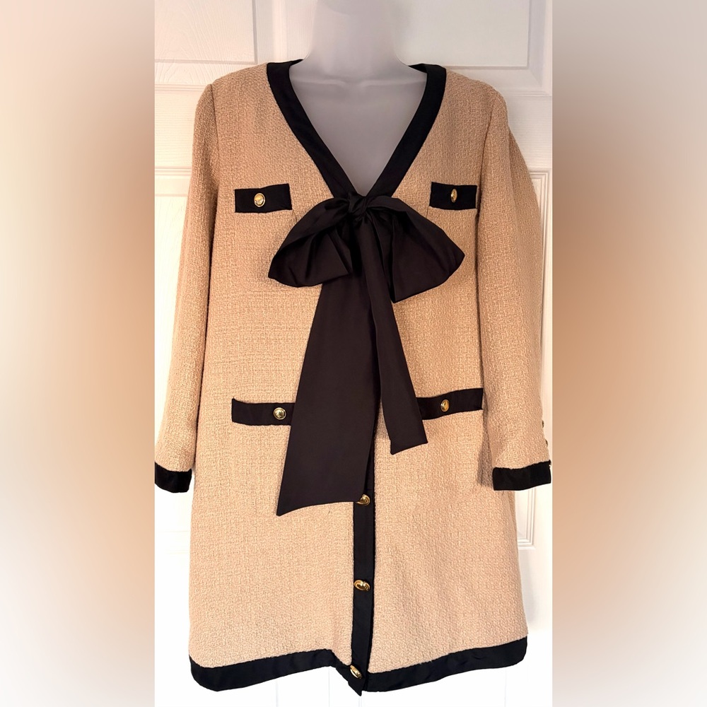 Tuckernuck Pomander Place Coco Tweed Mini Dress Beige size Large - Picture 6 of 16